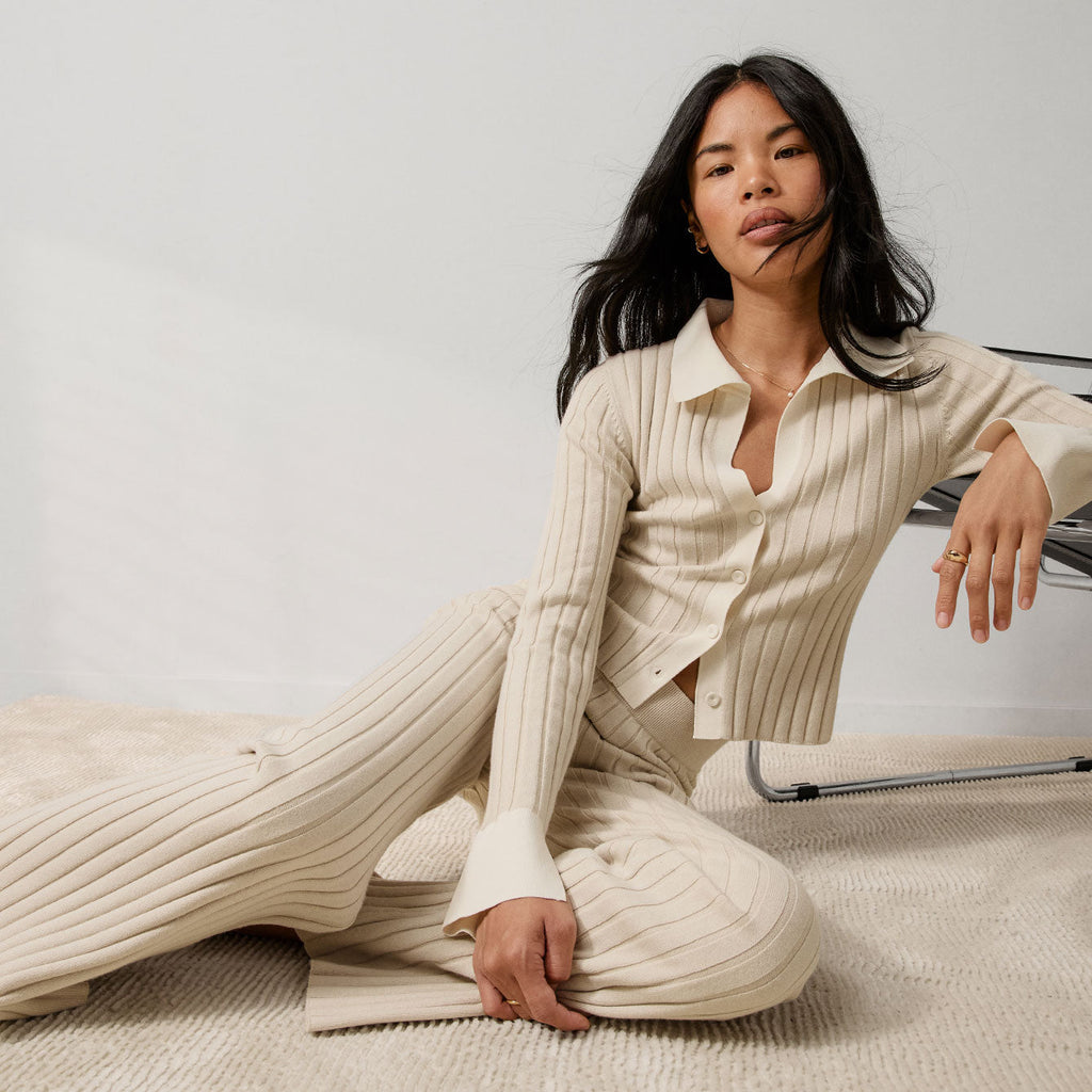 Cottonsilk™ Ribbed Button Up