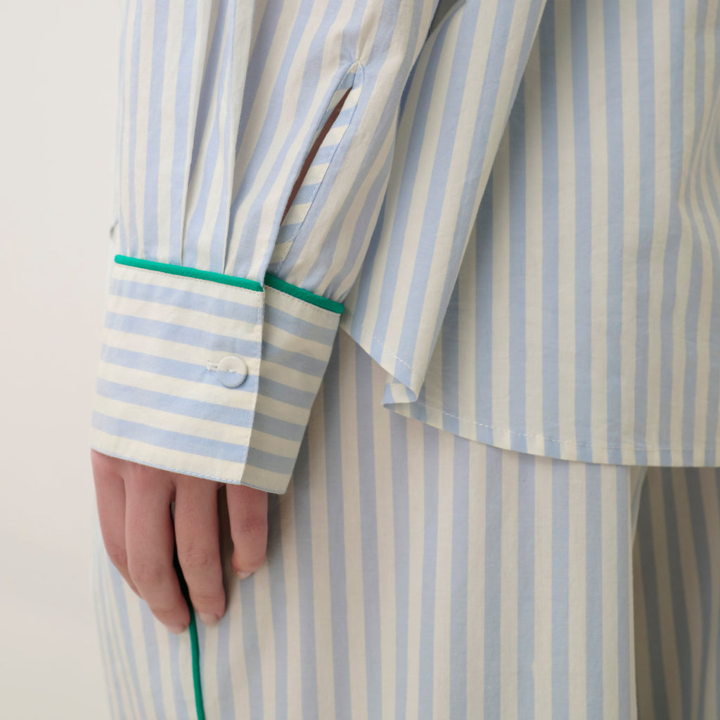Airy Cotton Piped Button Down