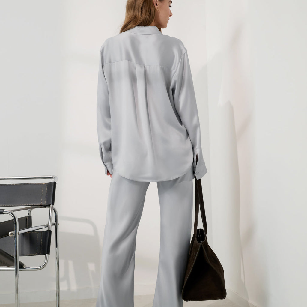 Washable Silk Ladder Stitch Button Down