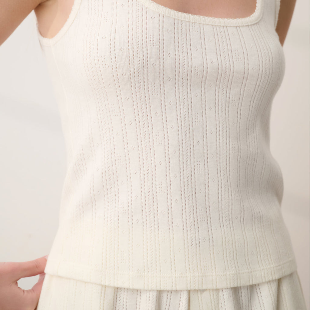 Pointelle Scoop Neck Tank