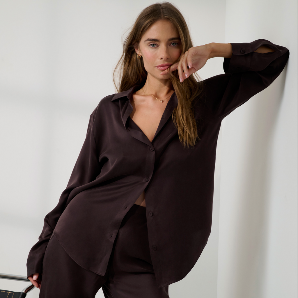 Washable Silk Ladder Stitch Button Down