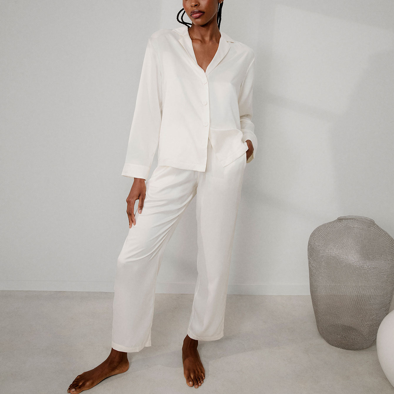 Washable Silk Long Sleeve Pant Set