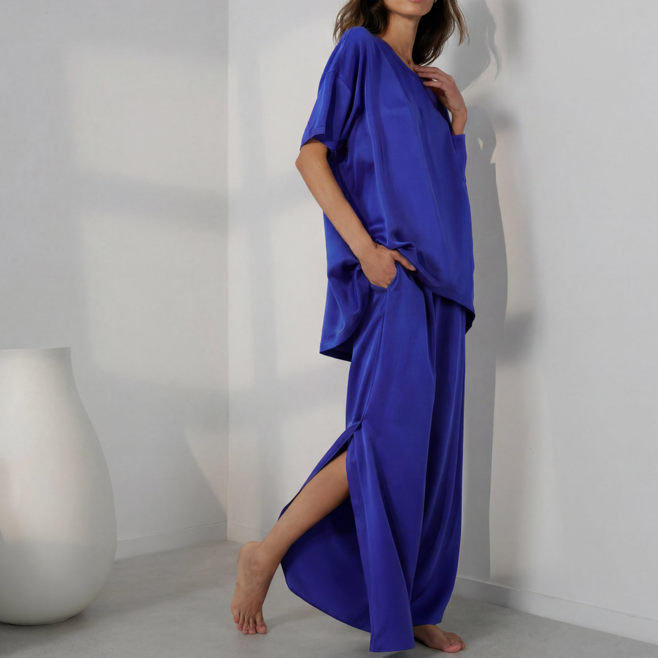 Washable Silk Tee Pant Set